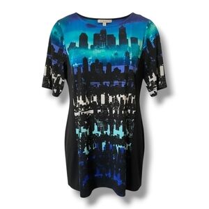 Style & Co women's petite multicolor scene in the city short sleeves Blouse